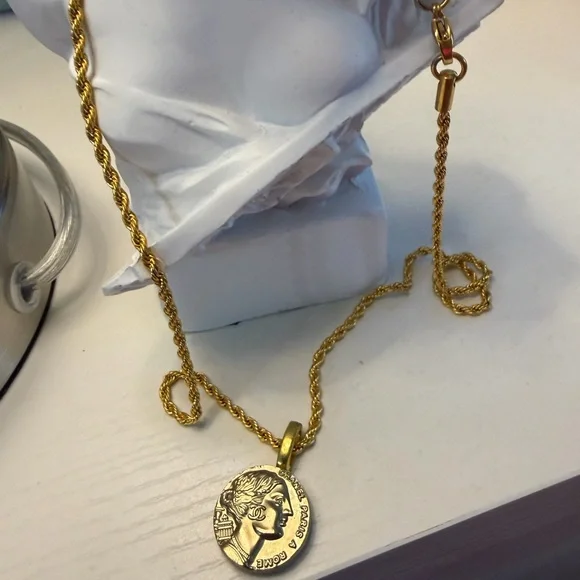 CHANEL - “AUTHENTIC” Button Gold Medallion Necklace - Picture 2 of 4